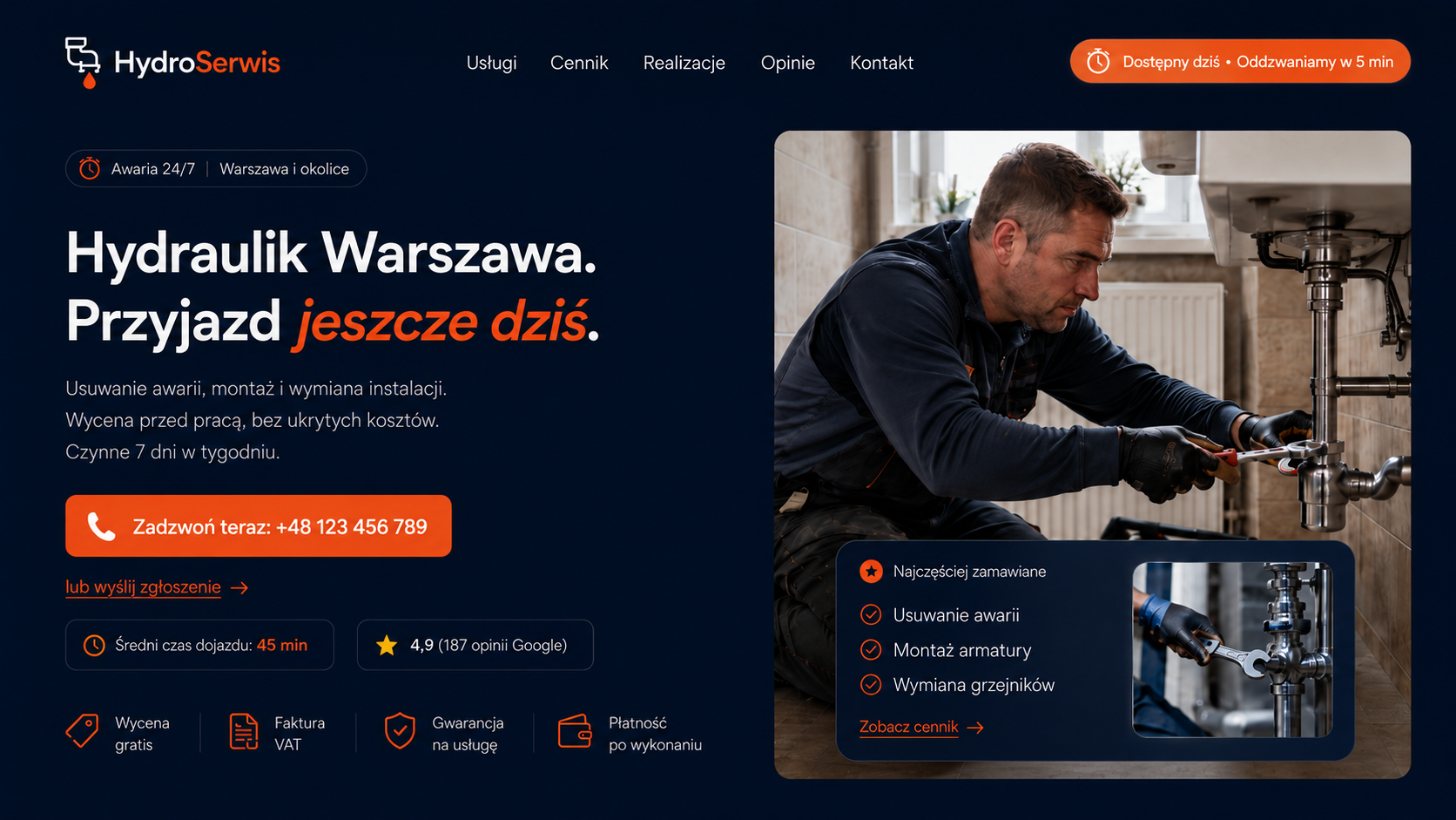 Przykładowy projekt strony dla firmy
